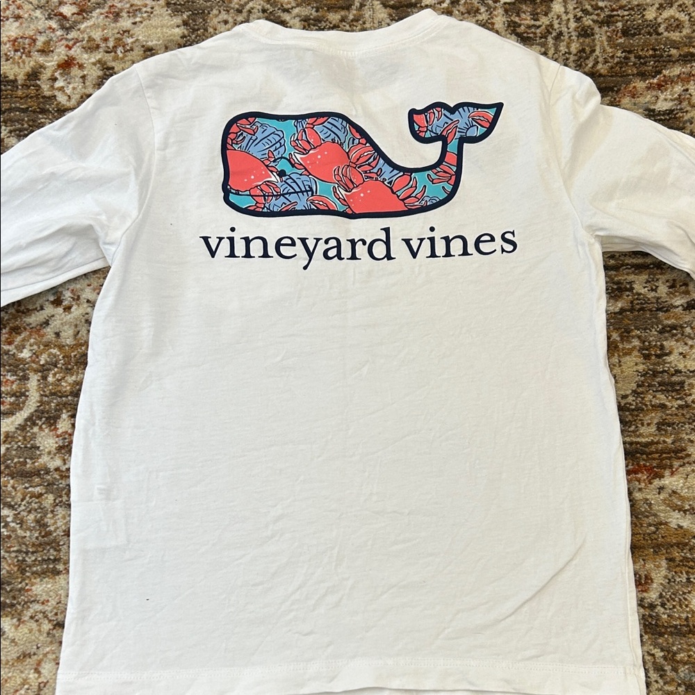 Vineyard Vines Kids White and Blue Whale Long Sleeve Tee